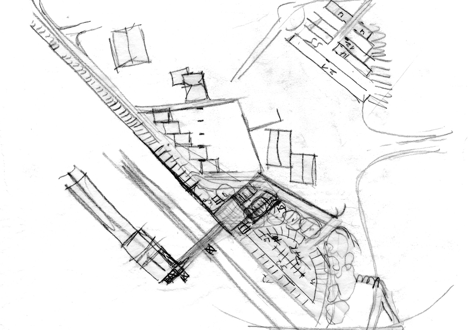 Skizze für die Nutzung der Bahnhofsrückseite in Bassum